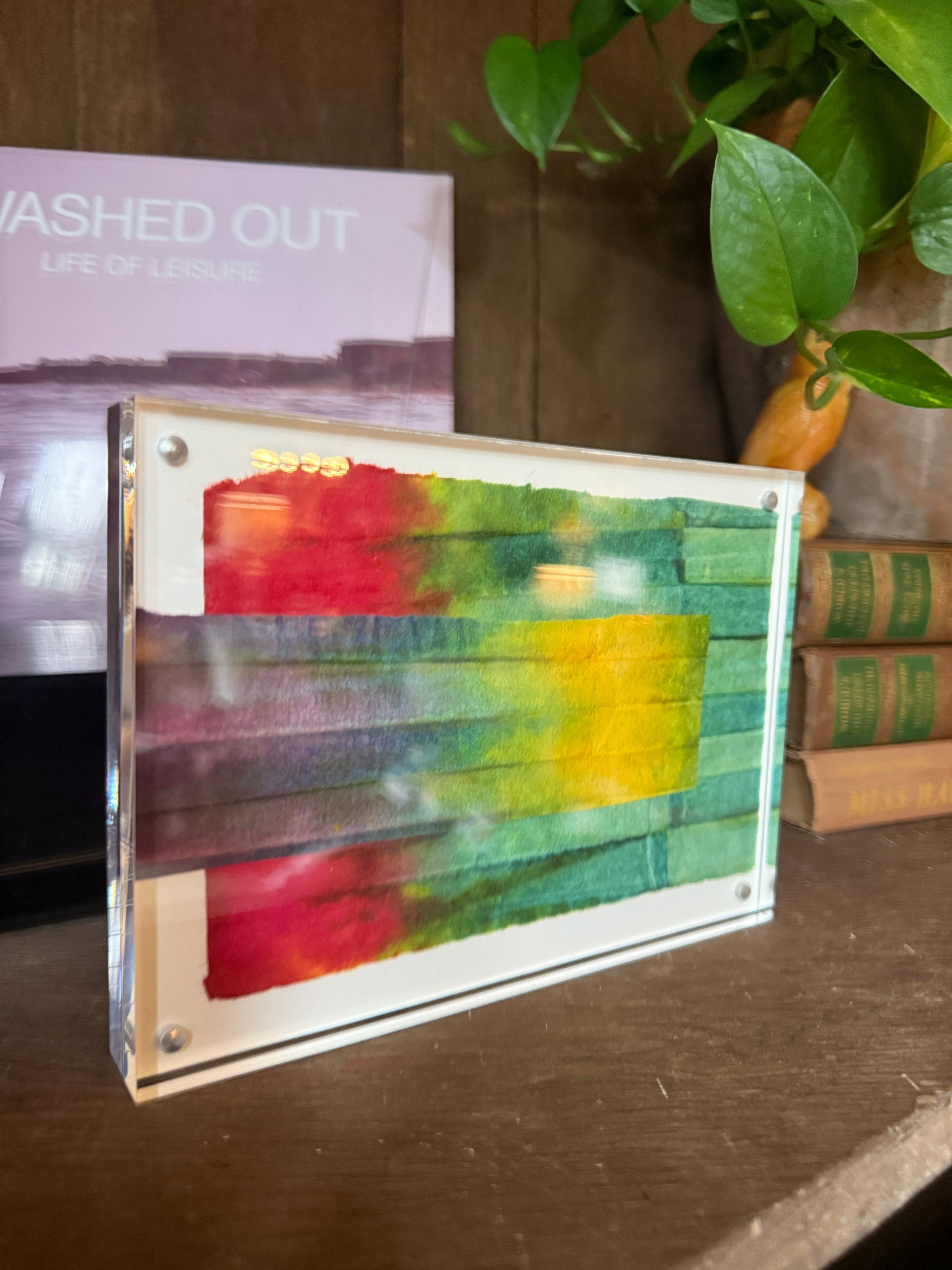 5" x 7" Colors on paper by Wini McQueen Framed in Acrylic Table Top Frame