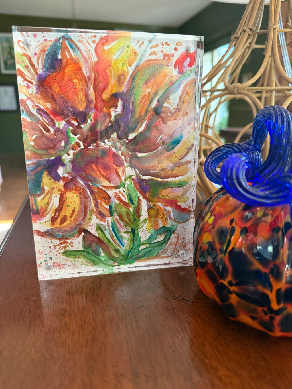 5" x 7" Painting by Liz Hill in Acrylic Frame