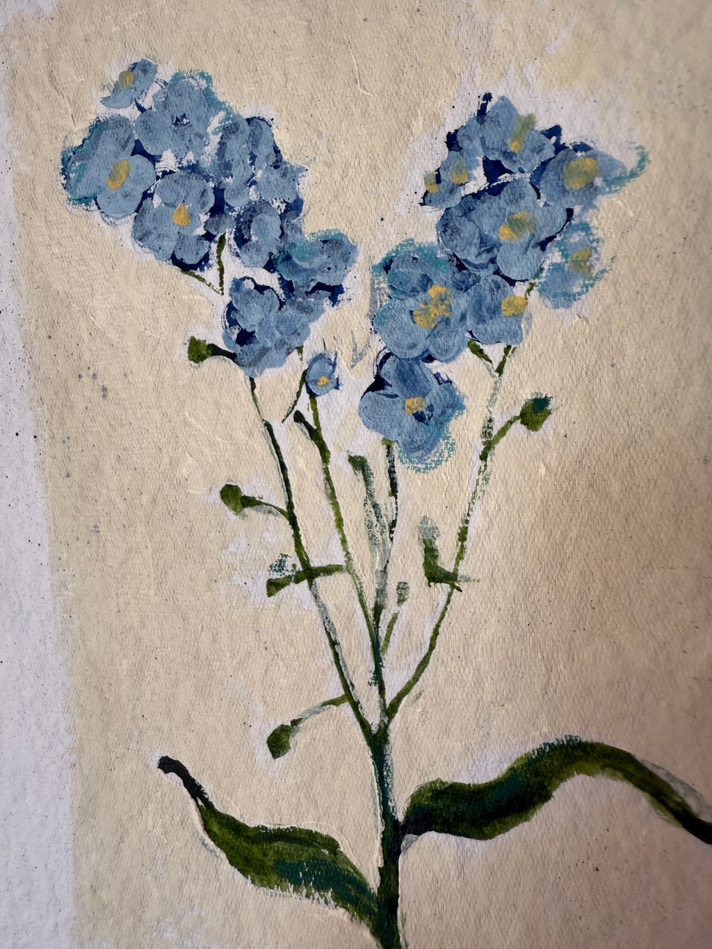 10" X 13" Forget Me Not Painting by Catherine Meyer on Textured Paper 2