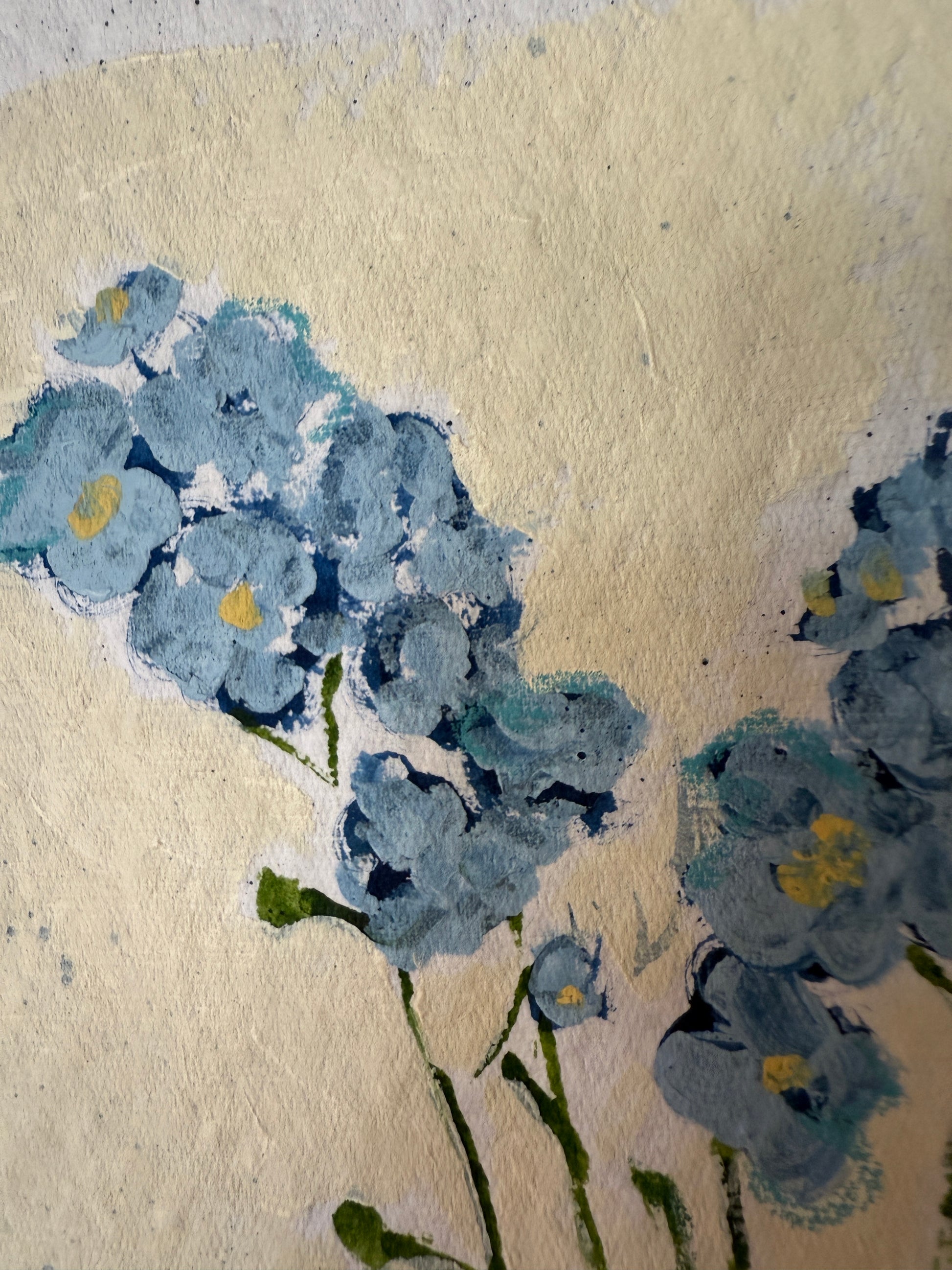 10" X 13" Forget Me Not Painting by Catherine Meyer on Textured Paper 2