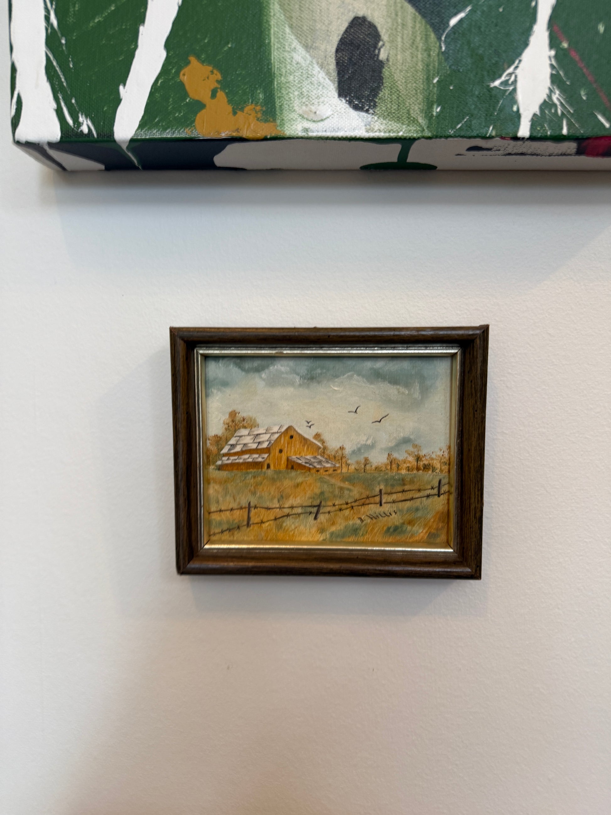 5.75" x 4.75" Barn Painting Unknown Artist Framed and Ready to Hang