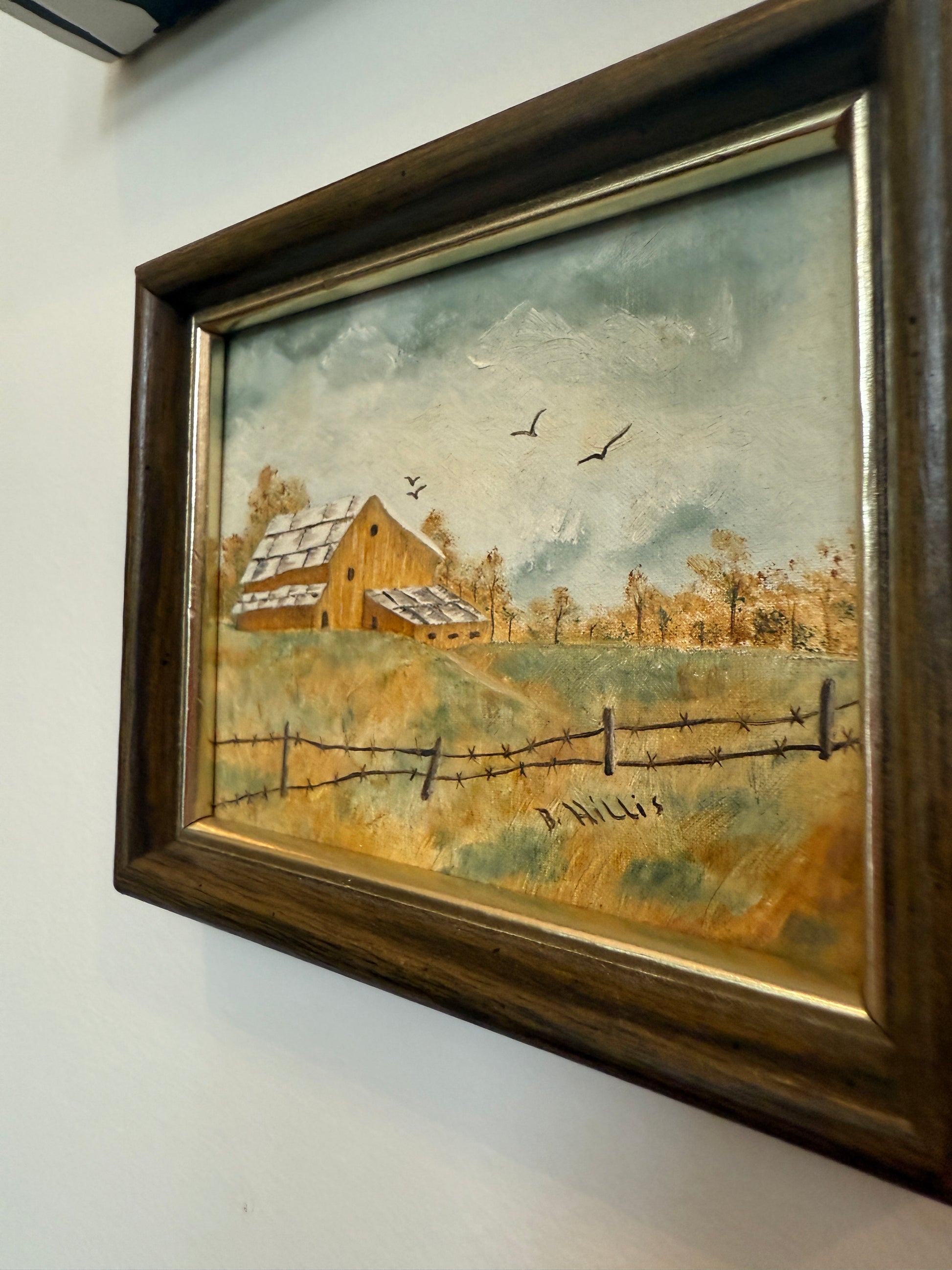 5.75" x 4.75" Barn Painting Unknown Artist Framed and Ready to Hang