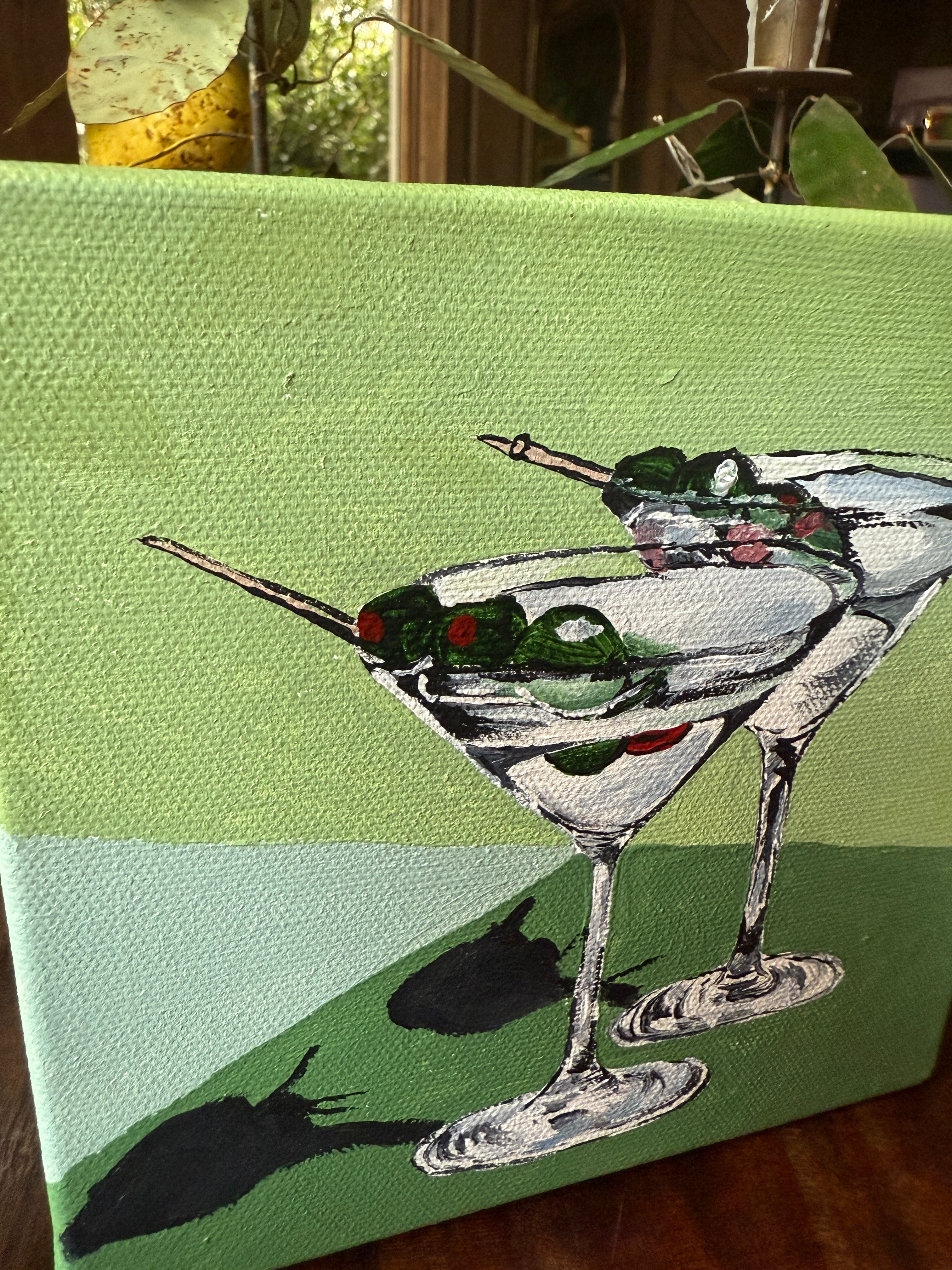 6" x 6" "Martinis" Painting by Claudia Pope on Canva Ready to Hang