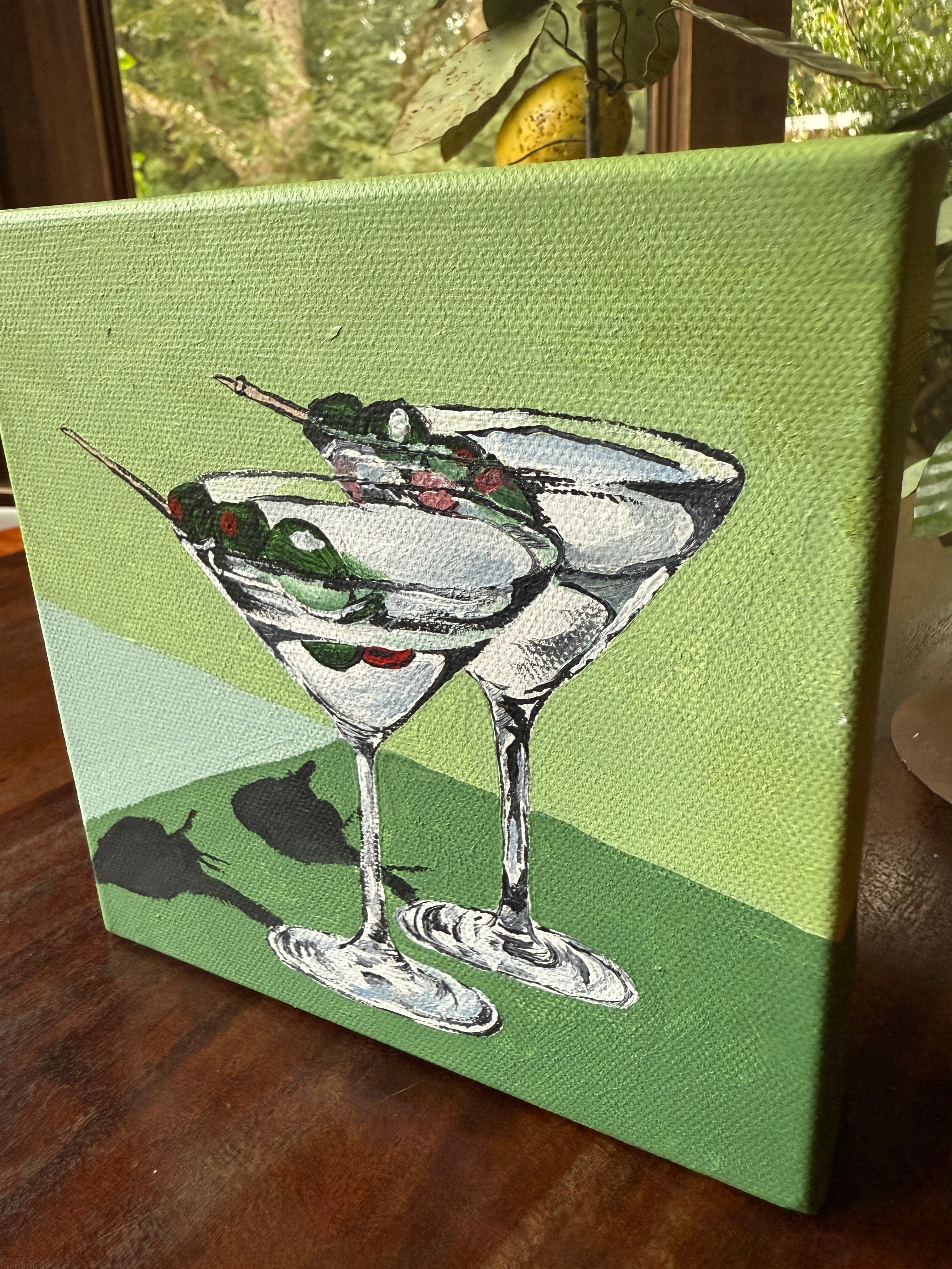 6" x 6" "Martinis" Painting by Claudia Pope on Canva Ready to Hang