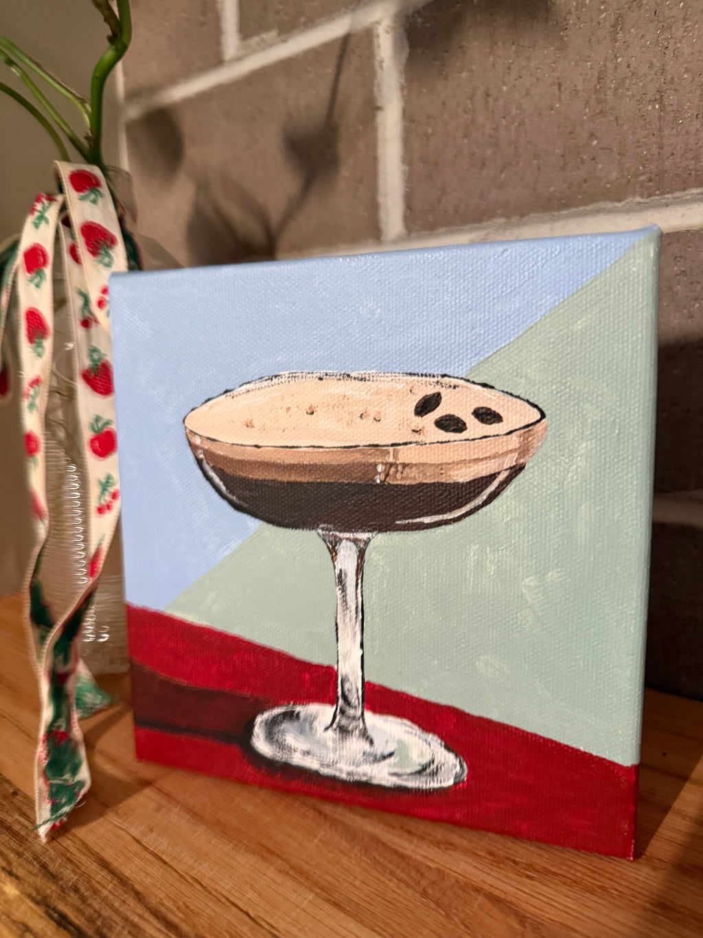 6" x 6" "Espresso Martini" Painting by Claudia Pope on Canva Ready to Hang