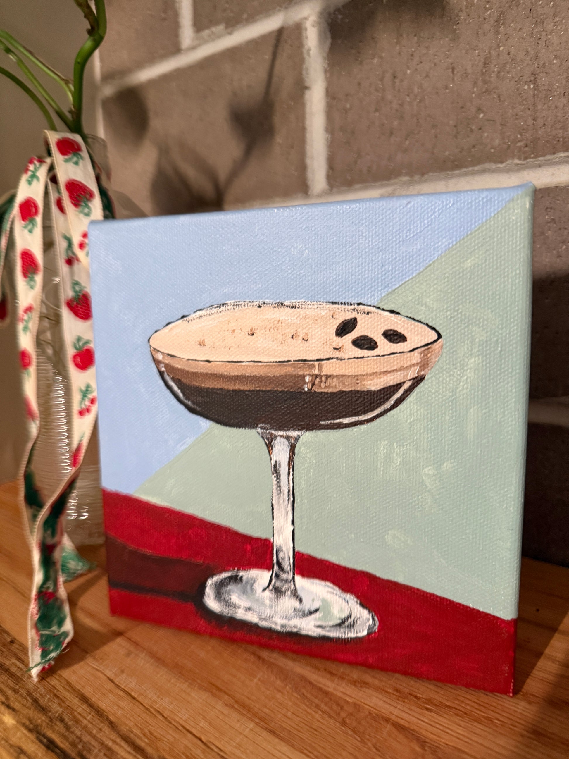 6" x 6" "Espresso Martini" Painting by Claudia Pope on Canva Ready to Hang