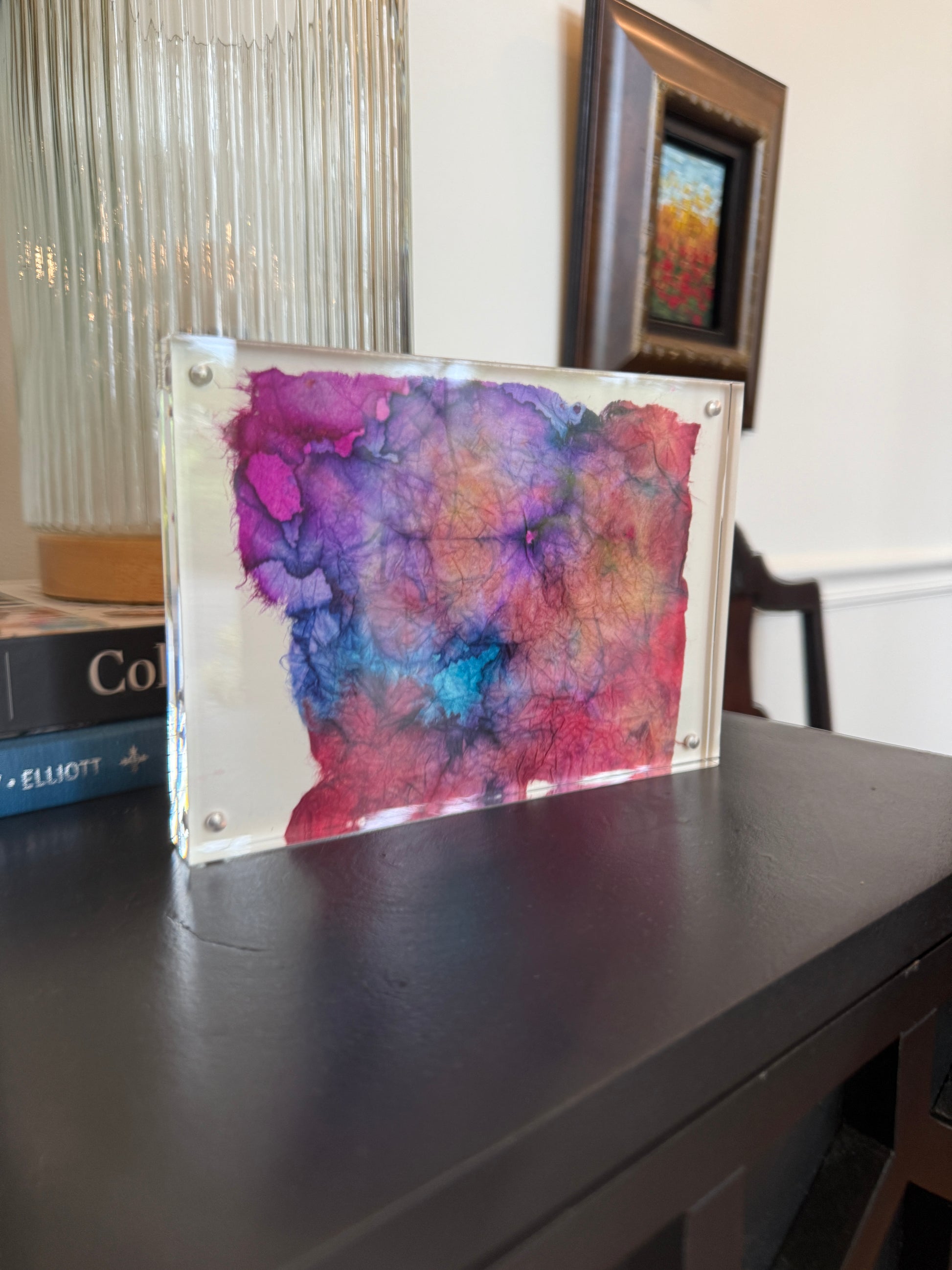 5" x 7" Dyed Mounted Paper by Wini McQueen Framed in Acrylic Table Top Frame