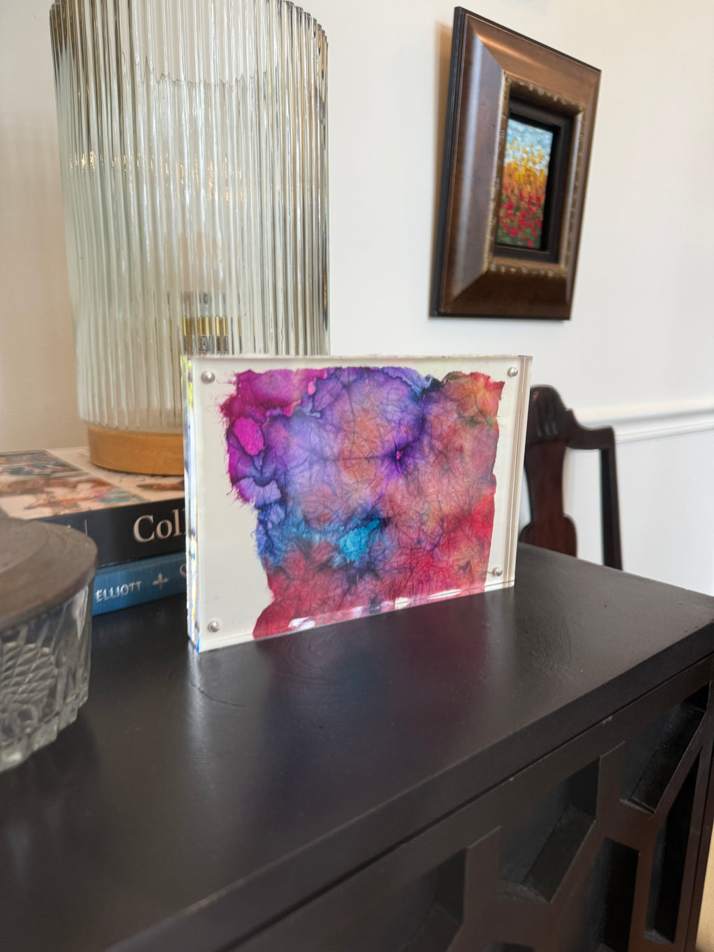 5" x 7" Dyed Mounted Paper by Wini McQueen Framed in Acrylic Table Top Frame