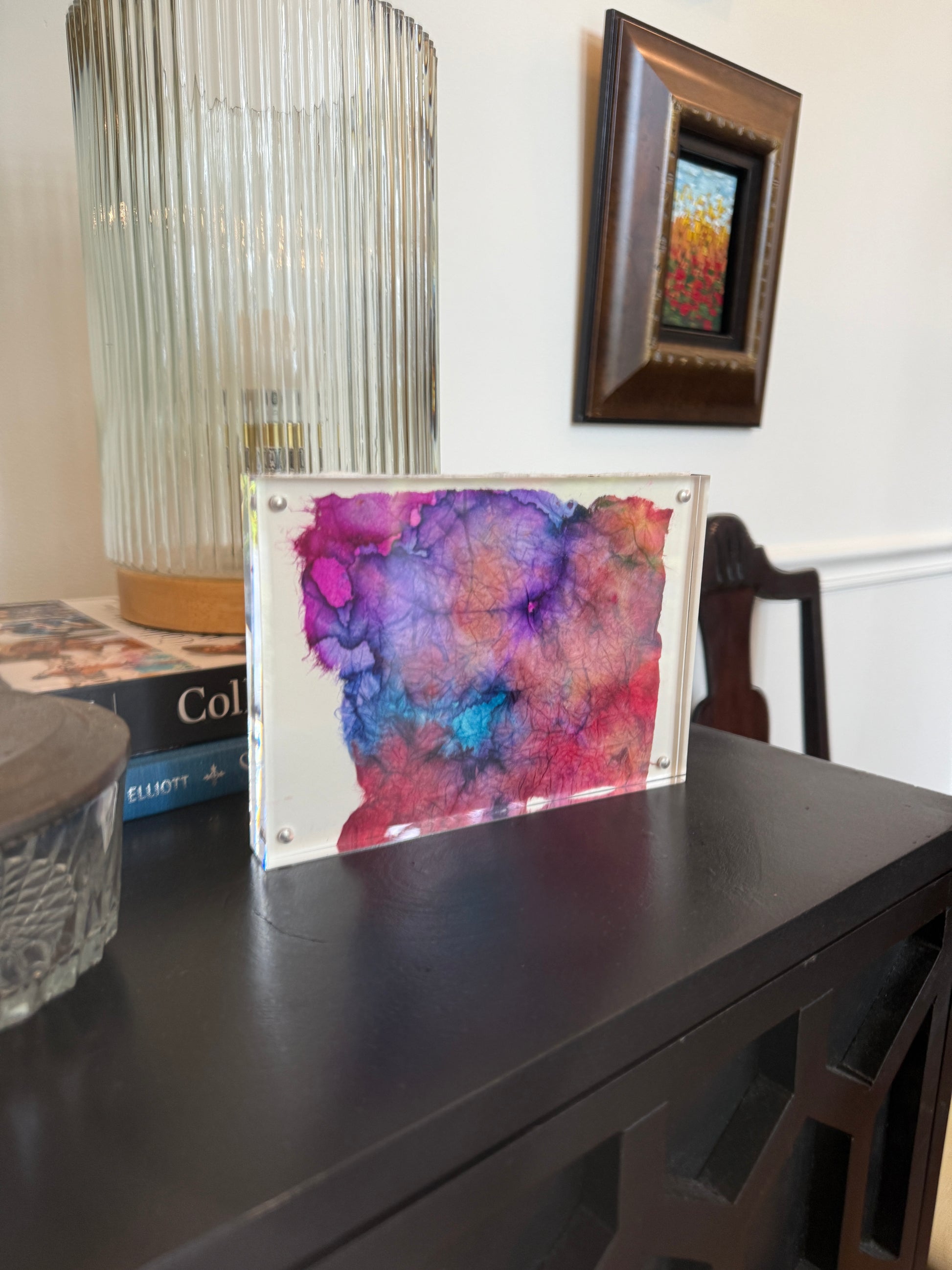 5" x 7" Dyed Mounted Paper by Wini McQueen Framed in Acrylic Table Top Frame