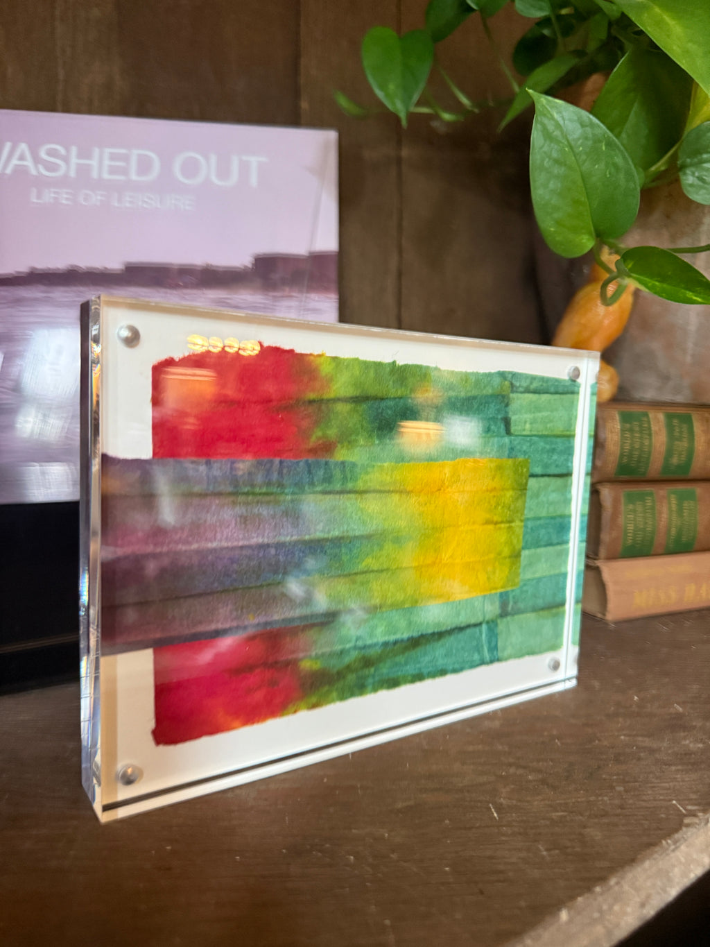 5" x 7" Colors on paper by Wini McQueen Framed in Acrylic Table Top Frame