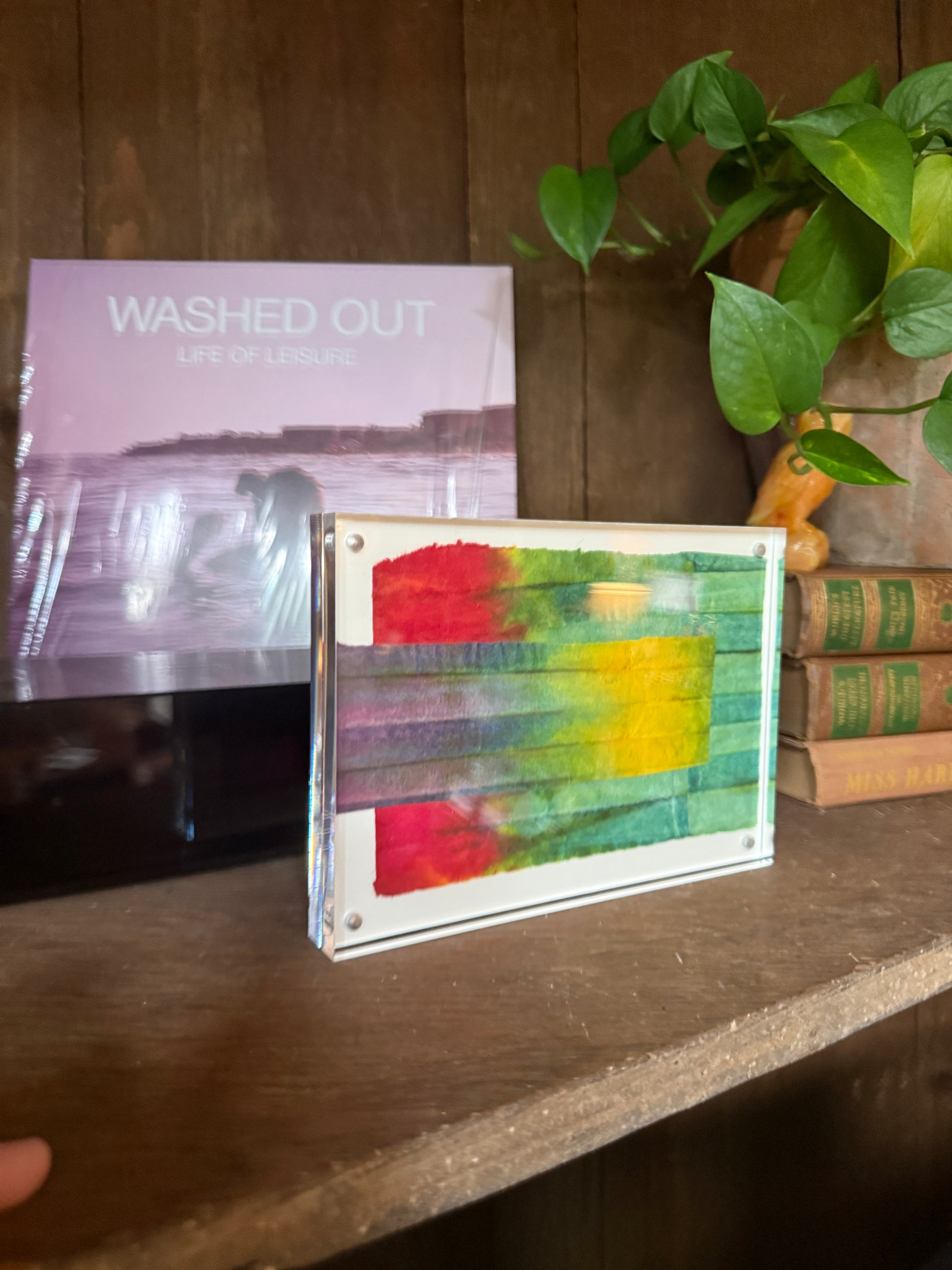 5" x 7" Colors on paper by Wini McQueen Framed in Acrylic Table Top Frame